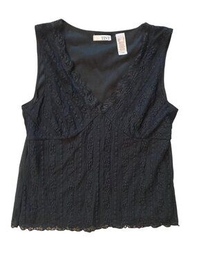 Women's TINT Sleeveless V-Neck Lace Top BLACK Size XL